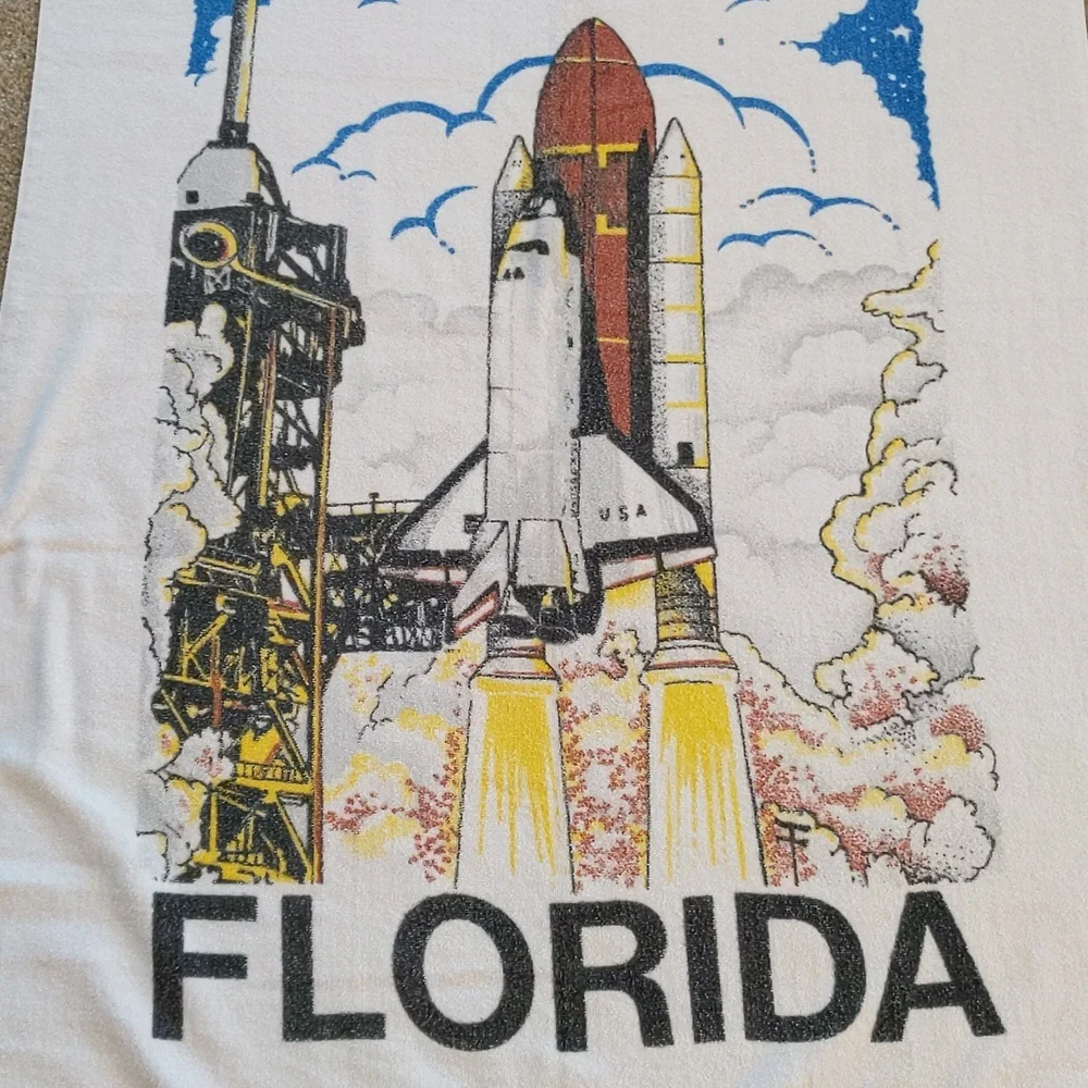 Vintage Early 80s NASA Kennedy Space Center Full Size Beach Towel